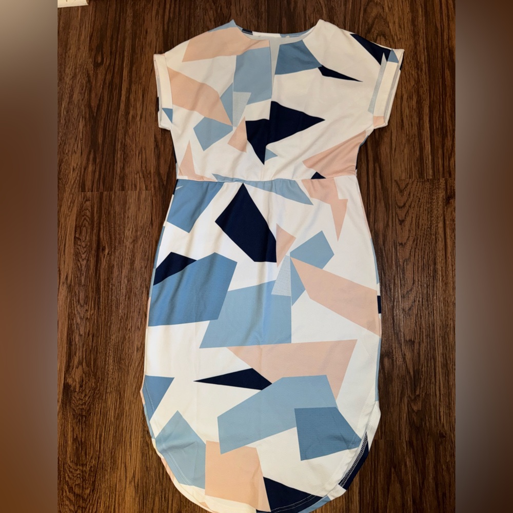 SHEIN Abstract Print Dress in Blue and Peach
